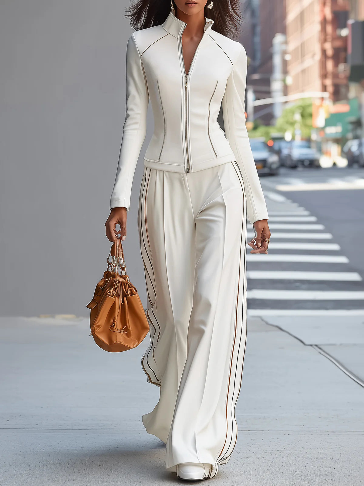 Valentina - Outfit Elegante Pantalone Ampio con Zip