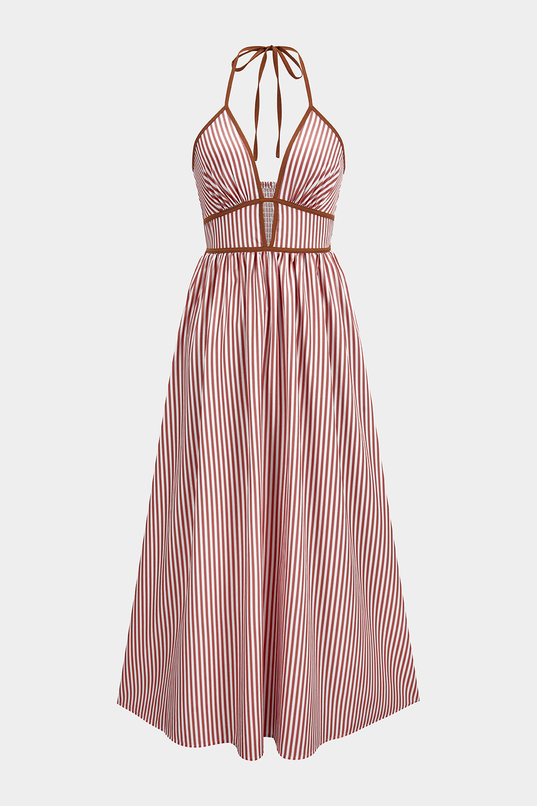 Azelith - Abito Maxi Halter a Righe Primaverili