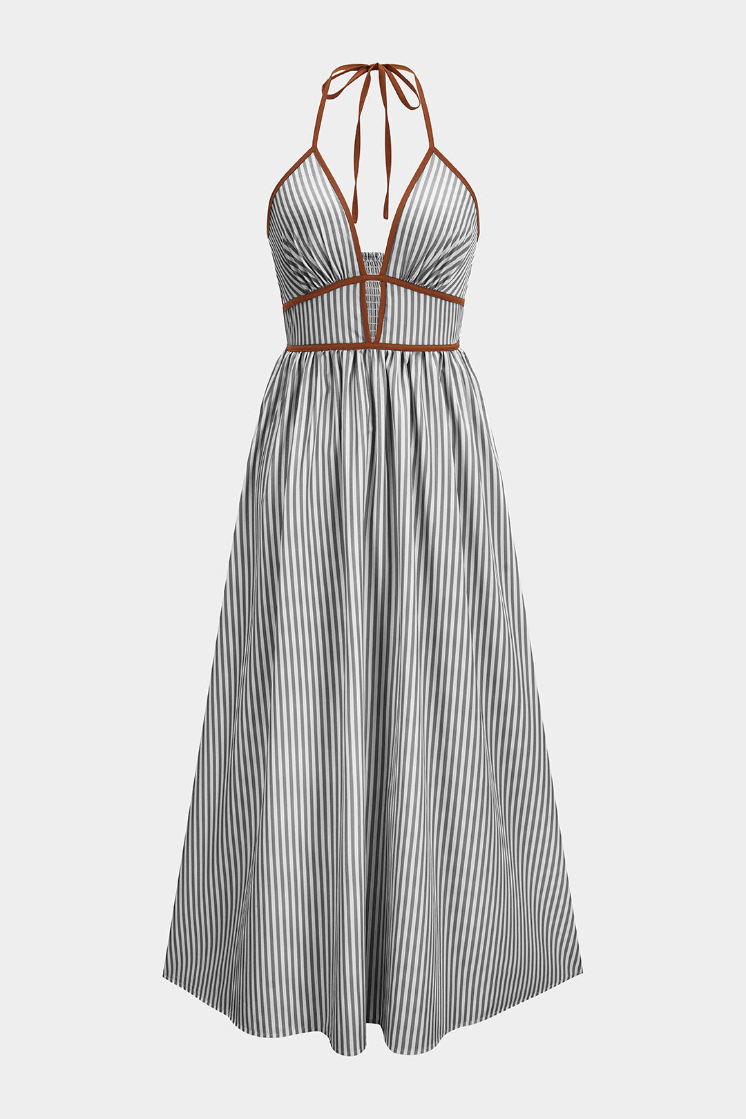 Azelith - Abito Maxi Halter a Righe Primaverili