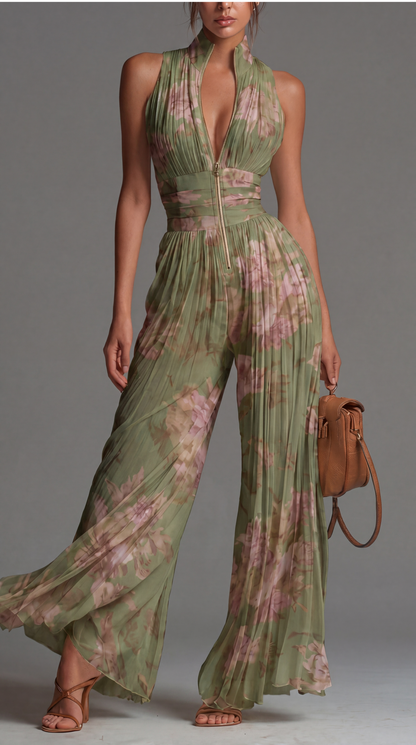Celestia - Tute Plissettata Floreale in Chiffon