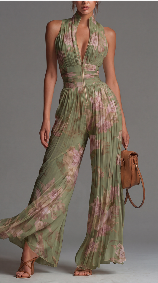 Celestia - Tute Plissettata Floreale in Chiffon