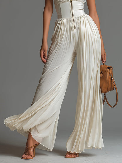 Elysia - Tute Bianca Plissettata in Chiffon
