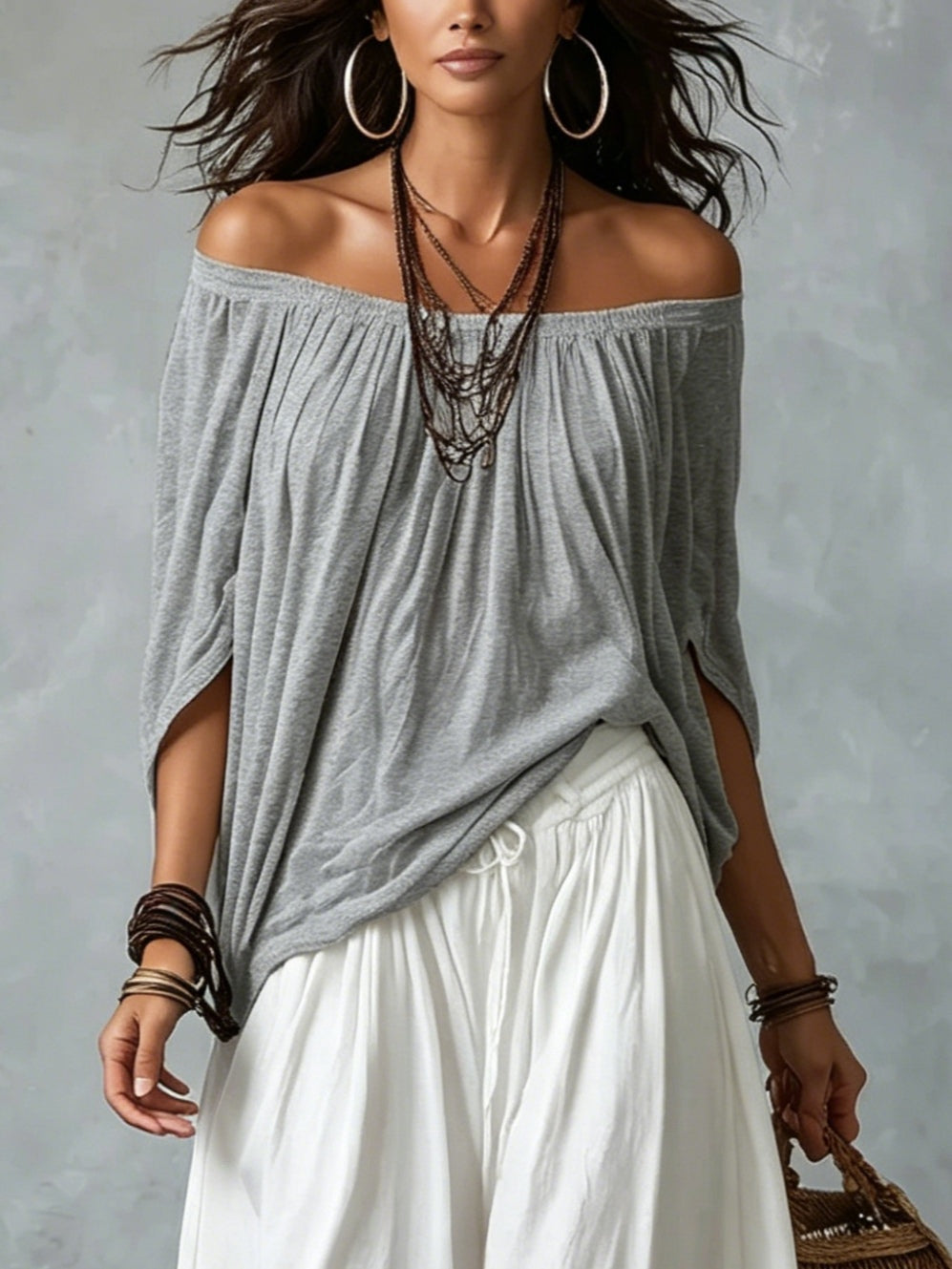 Luna - Outfit Spalle Scoperte e Pantalone Fluido