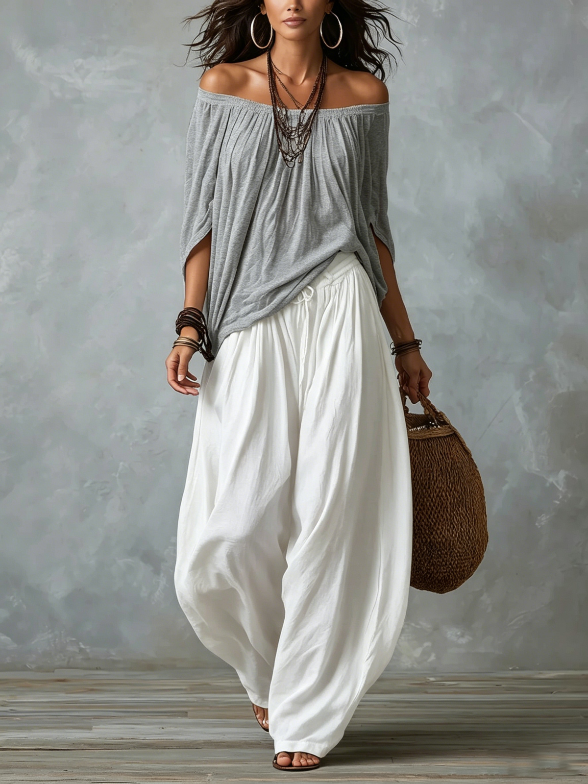 Luna - Outfit Spalle Scoperte e Pantalone Fluido