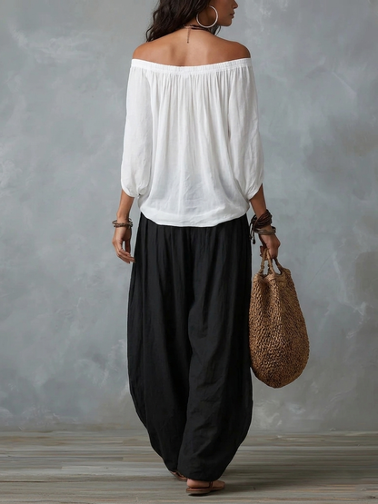Luna - Outfit Spalle Scoperte e Pantalone Fluido