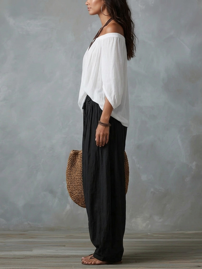 Luna - Outfit Spalle Scoperte e Pantalone Fluido