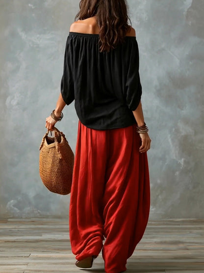 Luna - Outfit Spalle Scoperte e Pantalone Fluido