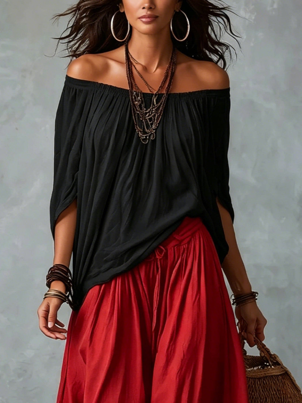 Luna - Outfit Spalle Scoperte e Pantalone Fluido