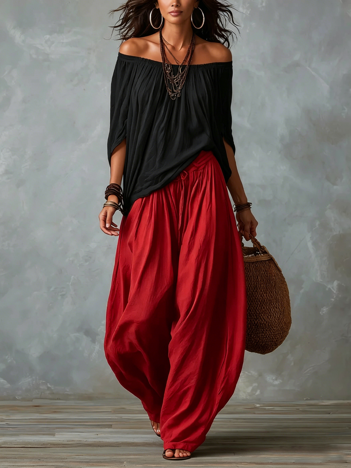 Luna - Outfit Spalle Scoperte e Pantalone Fluido