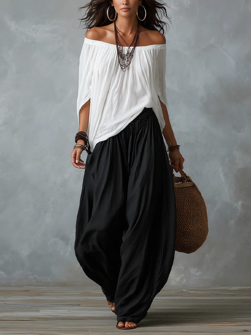 Luna - Outfit Spalle Scoperte e Pantalone Fluido
