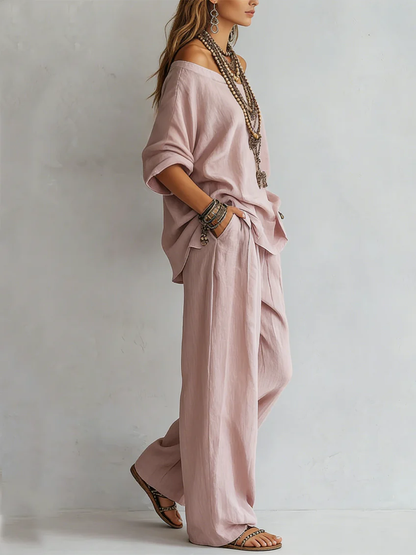 Gabriella - Outfit Spalle Scoperte e Pantalone Palazzo