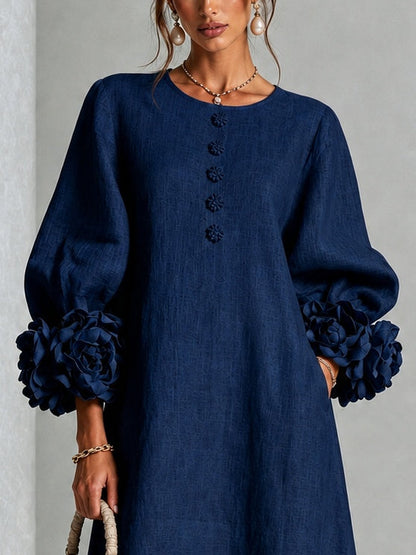 Cressida - Abito Blu Navy Fiore Scultoreo
