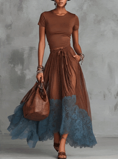 Valeria - Outfit Maxi Elegante con Gonna in Tulle